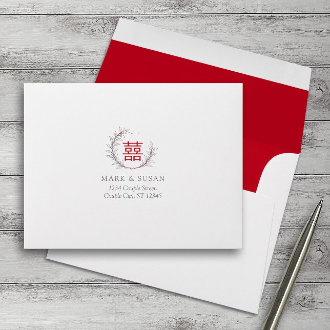 Modern Chinese Wedding RSVP Envelopes (Red) (Creator Uploaded)