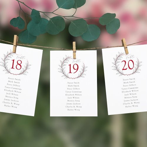 Modern Chinese Wedding Seating Chart Card