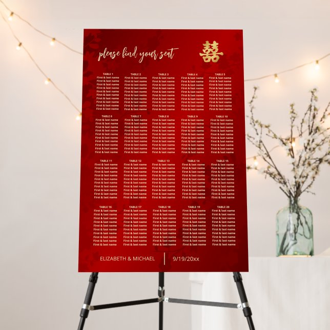 Modern Chinese Wedding Seating Chart Foam Board (In Situ (Stand))