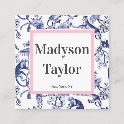 Modern Chinoiserie Custom Typography Square Business Card