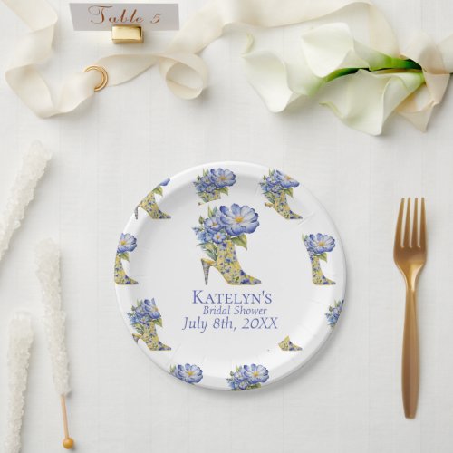 Modern Chinoiserie Floral High_heel Paper Plate
