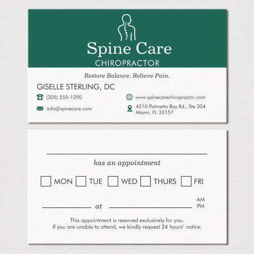 Modern Chiropractor Appointment Reminder Card