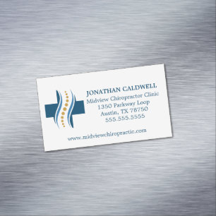 Modern Chiropractor Blue Spine Chiropractic Office Business Card Magnet