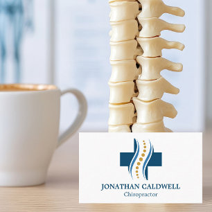 Modern Chiropractor Blue Spine Clinic Office Business Card