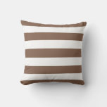 Modern Chocolate Brown And White Stripes Throw Pillow at Zazzle