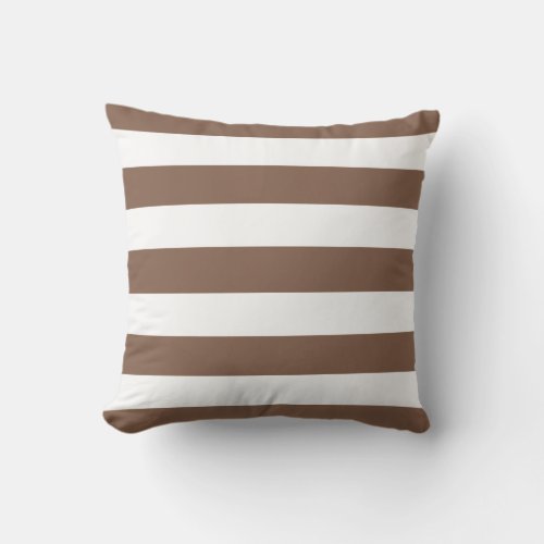 Modern Chocolate Brown and White Stripes Throw Pillow