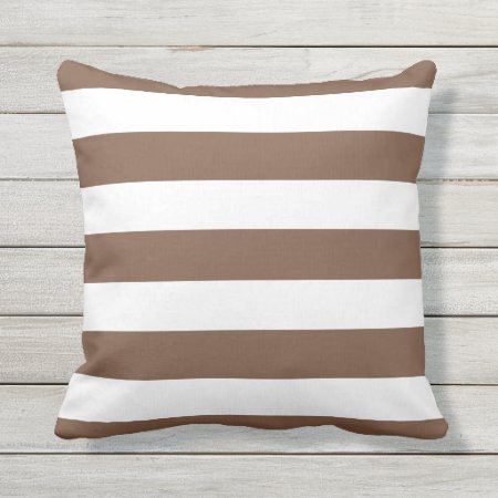 Modern Chocolate Brown And White Stripes Throw Pillow