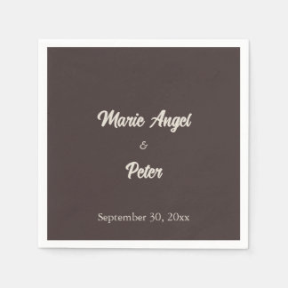 Modern Chocolate Brown Cocktail Wedding Napkins