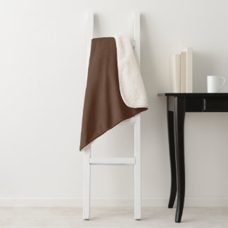 Modern Chocolate Brown Plain Solid Color Sherpa Blanket