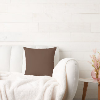 Modern Chocolate Brown Plain Solid Color Throw Pillow