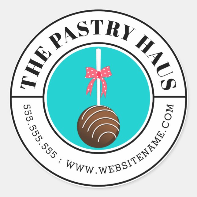 Modern Chocolate Cake Pop Curved Text Classic Round Sticker (Front)