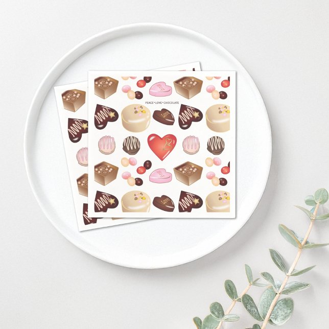 Modern Chocolate Candy Confectionery Heart Pattern Napkins (Creator Uploaded)