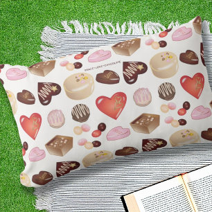 Modern Chocolate Candy Heart Pattern Outdoor Lumbar Pillow