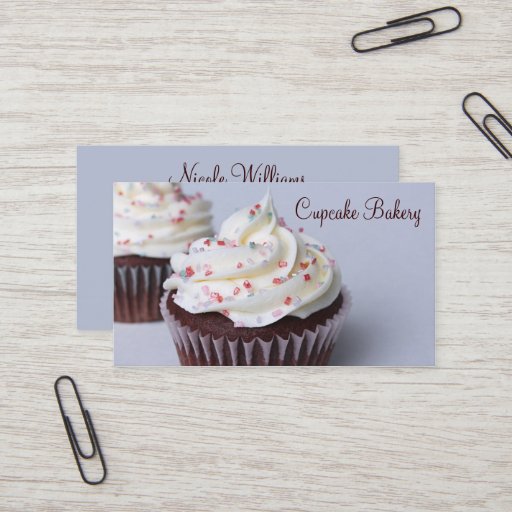 Customizable Modern Chocolate Cupcakes Sprinkle Frosting Business Card Template
