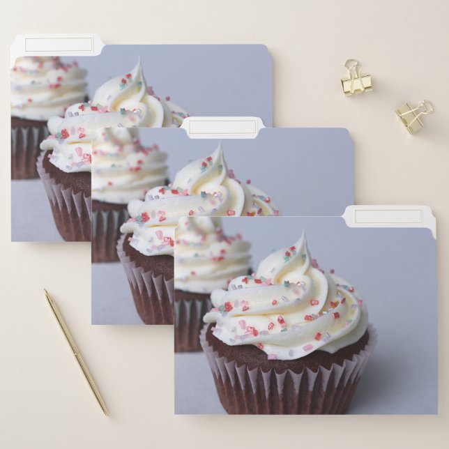 Modern Chocolate Cupcakes Sprinkle Frosting File Folder (Set)