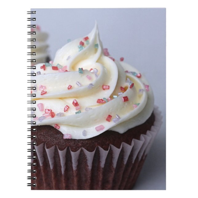 Modern Chocolate Cupcakes Sprinkle Frosting Notebook (Front)