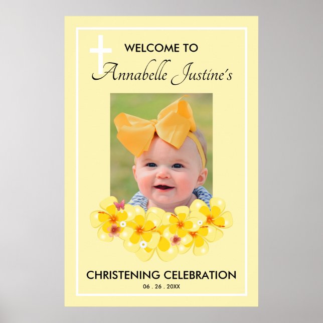 Modern CHRISTENING DAY Event Party Welcome Sign (Front)