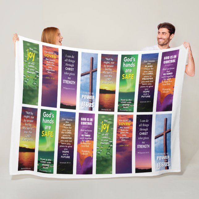 Modern Christian Bible Scripture Verses Fleece Blanket (In Situ)