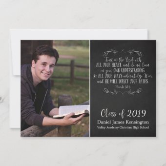 Modern Christian Bible Verse Graduation Photo Invitation | Zazzle