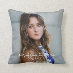 Modern Christian Bible Verse Graduation Photo Throw Pillow