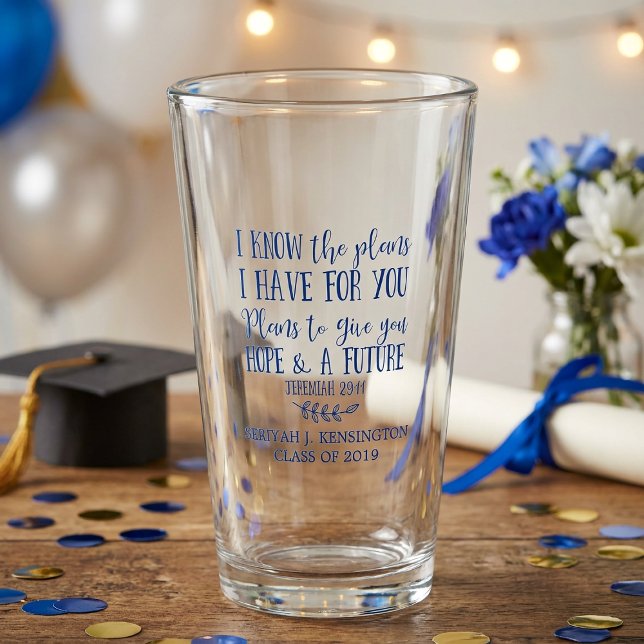 Modern Christian Bible Verse Graduation Typography Glass (Creator Uploaded)