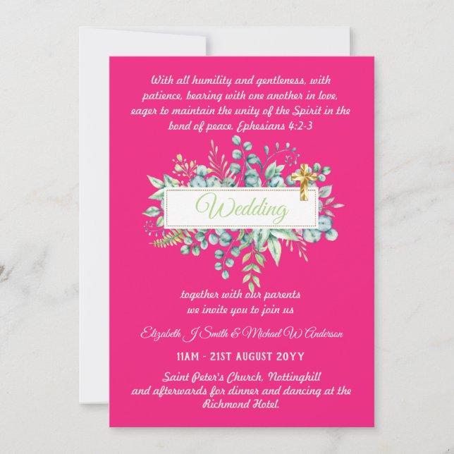 Modern Christian Catholic Wedding Invitation  (Front)