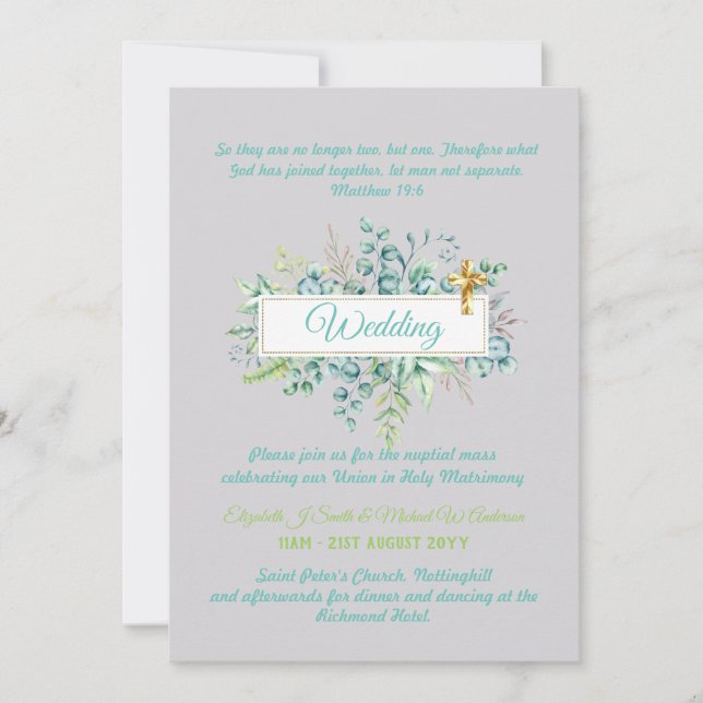 Modern Christian Catholic Wedding Invitation  (Front)