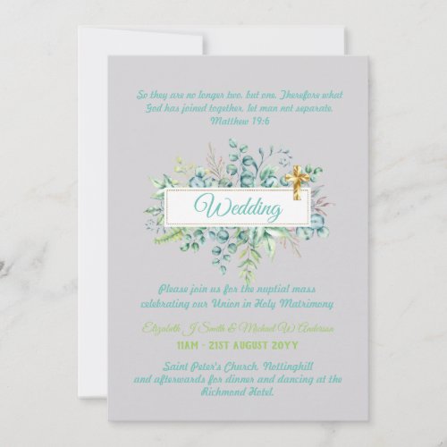 Modern Christian Catholic Wedding Invitation 