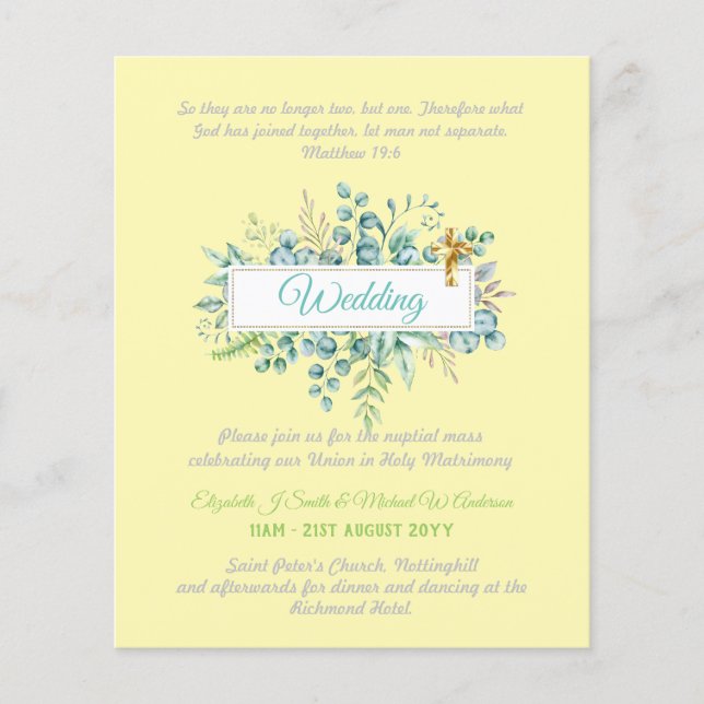 Modern Christian Catholic Wedding Invitation  (Front)