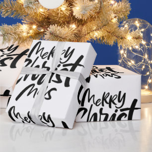 Modern Christian Christ Jesus Christmas lettering Wrapping Paper