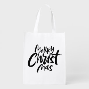 Modern Christian Christmas Lettering Christ Jesus Reusable Grocery Bag
