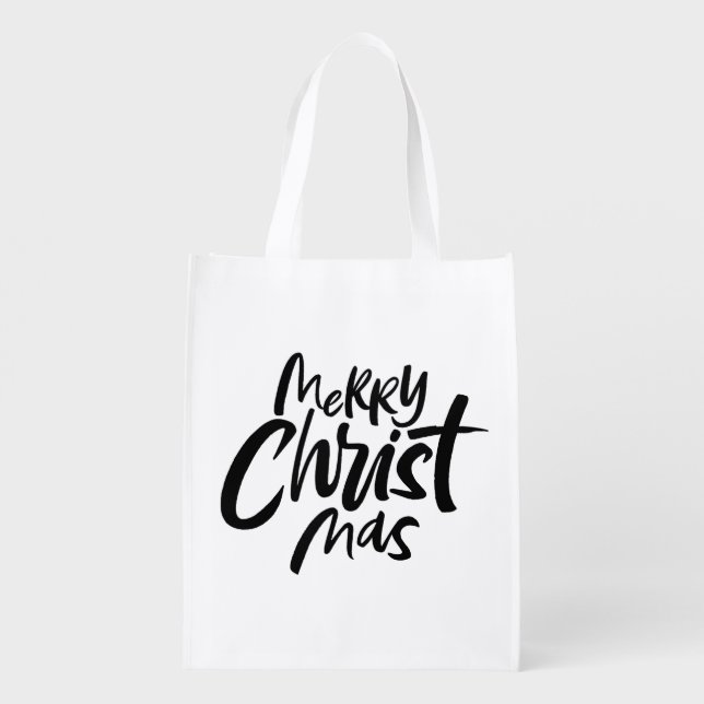 Modern Christian Christmas Lettering Christ Jesus Reusable Grocery Bag (Back)