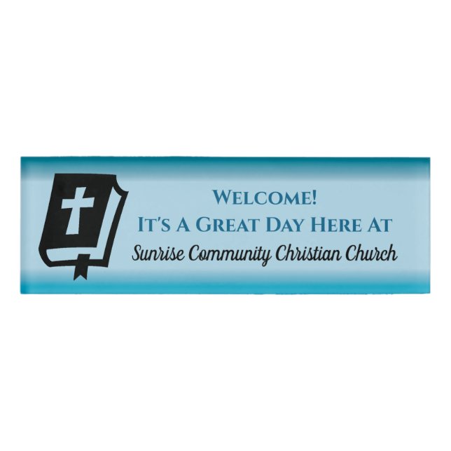 Modern Christian Church Greeter Usher Gradient Name Tag (Front)