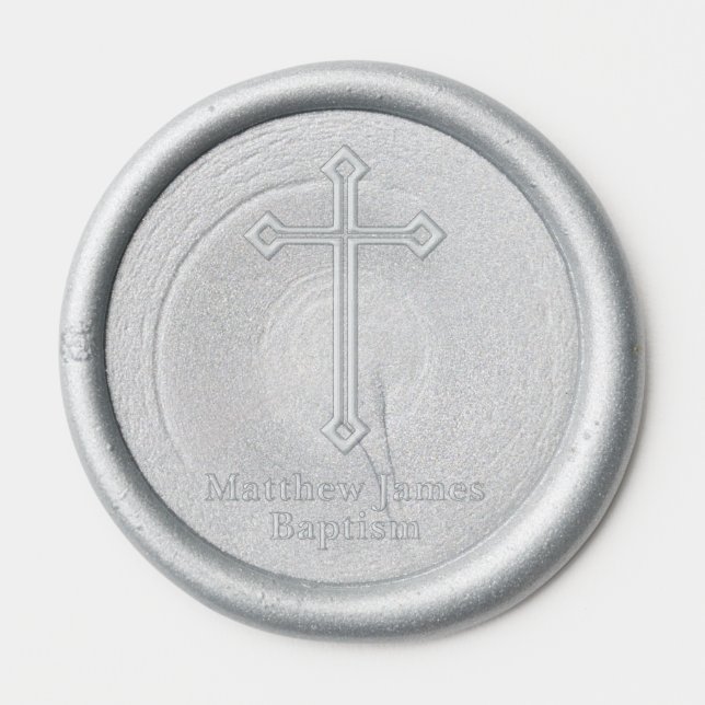 Modern Christian Cross Baptism Wax Seal Sticker (Front)
