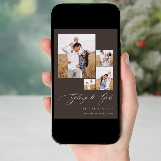 Modern Christian Family Religious Photo Christmas Holiday Card (Front Digital)