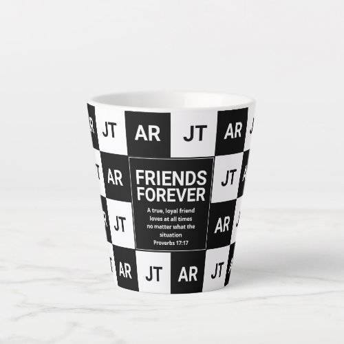 Modern Christian Monogram FRIENDS FOREVER Latte Mug