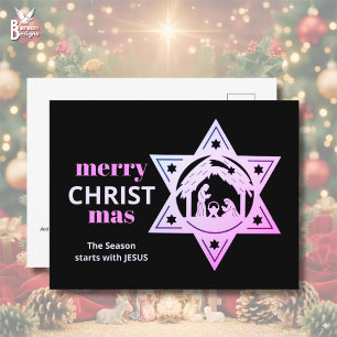 Modern Christian Nativity CHRISTmas Holiday Postcard