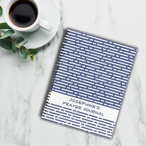 Modern Christian Prayer Journal Navy Blue Stripes 