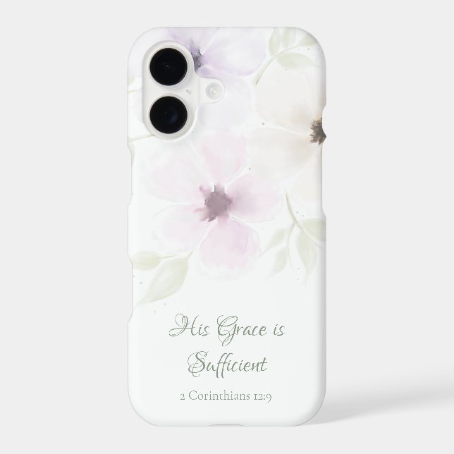 Modern Christian Scripture Floral White iPhone Case (Back)