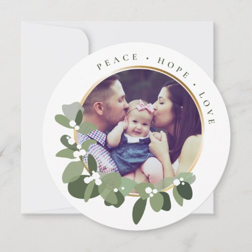 Modern Christmas 2020 Family Photo Greenery Holiday Card