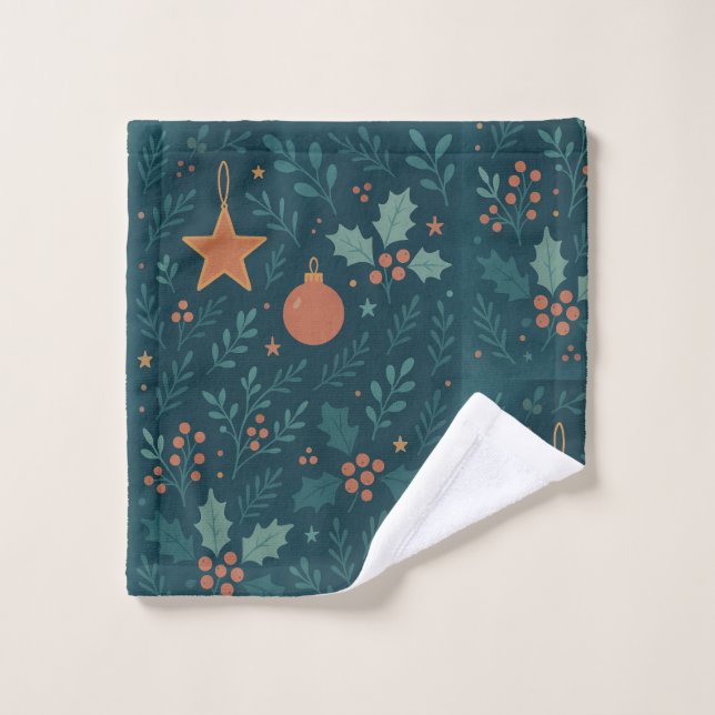 Modern Christmas 2026 Holiday Washcloth – Festive  (Wash Cloth)