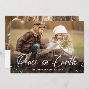 Modern Christmas 3 PHOTO Peace on Earth Holiday Card