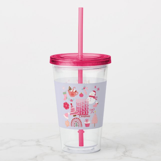 Modern Christmas Acrylic Tumbler (Front)