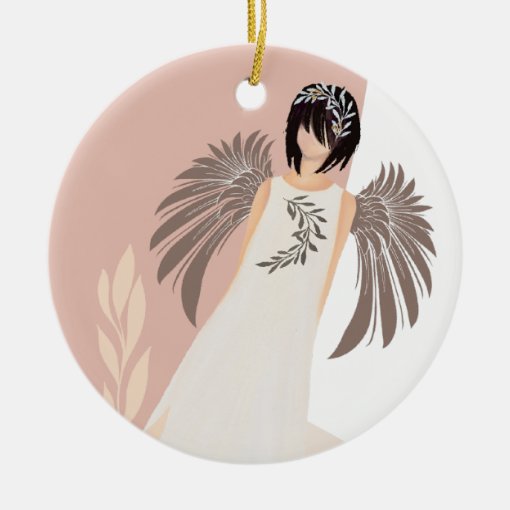 Modern Christmas Angel Joy Love Peace Dusty Pink Ceramic Ornament Zazzle