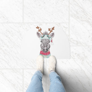 Modern Christmas Animal watercolor painting Doormat