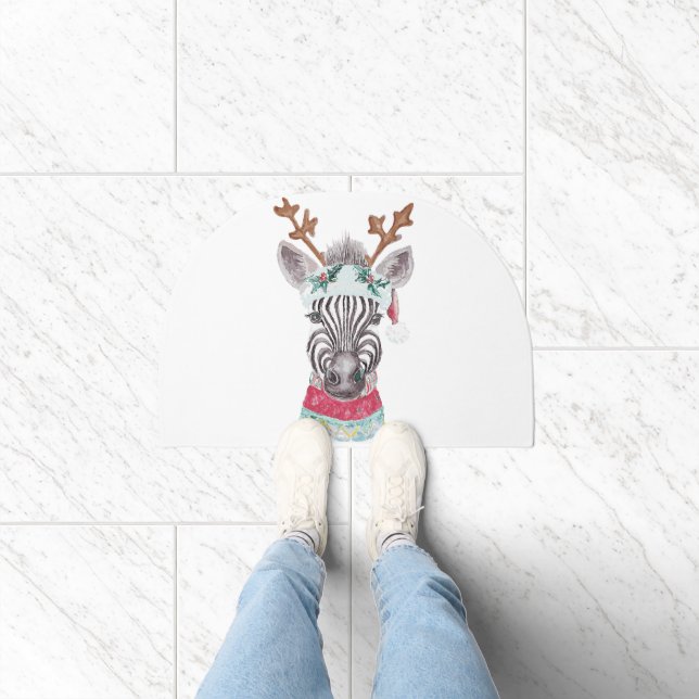 Modern Christmas Animal watercolor painting Doormat (Indoor)