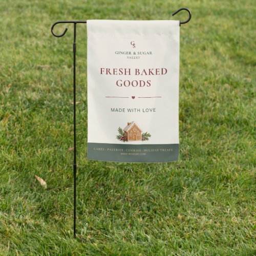 Modern Christmas Bakery Market Garden Flag