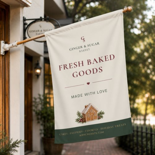 Modern Christmas Bakery Market House Flag
