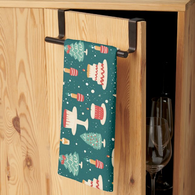 Modern Christmas Baking Aesthetic  Kitchen Towel (Thirds Fold)