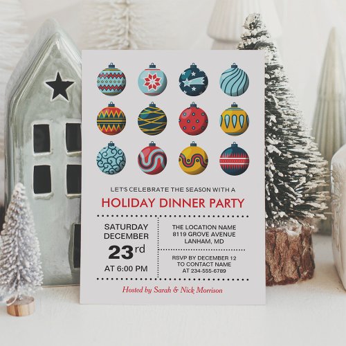 Modern Christmas Balls Celebration Holiday Party Invitation